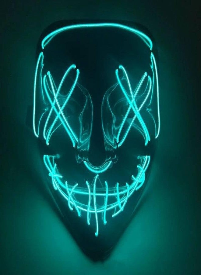 بولافارد قناع هالوين مضيء بتقنية LED من Boolavard، مناسب للمهرجانات، وأزياء الهالوين التنكرية، وحفلات التنكر، والكرنفالات، والهدايا (أبيض) - Image 5